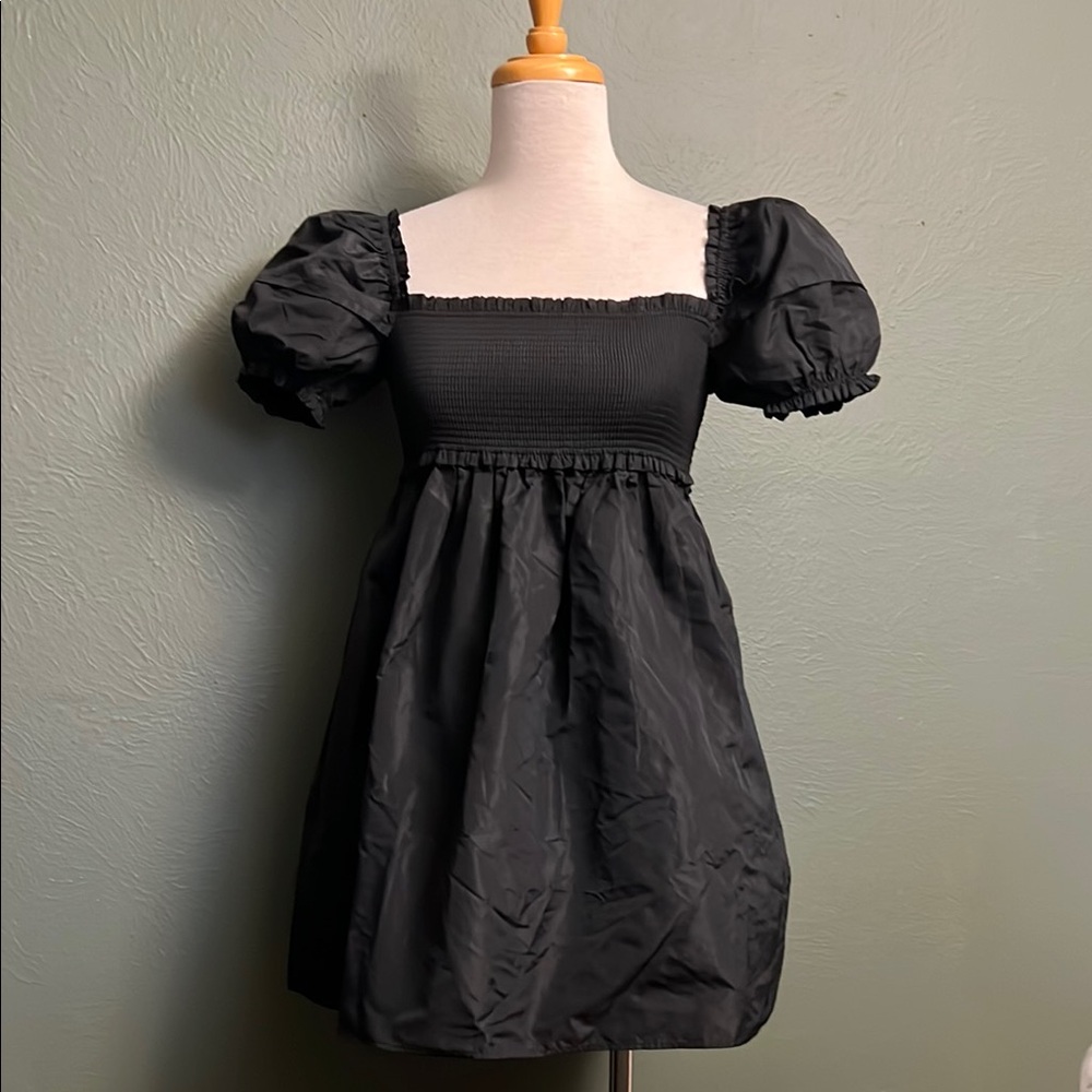 Black Puff Sleeve Mini Dress